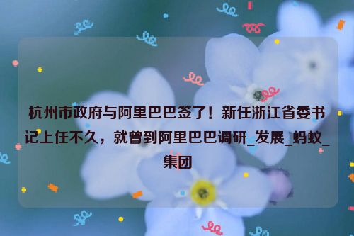 杭州市政府与阿里巴巴签了！新任浙江省委书记上任不久，就曾到阿里巴巴调研_发展_蚂蚁_集团