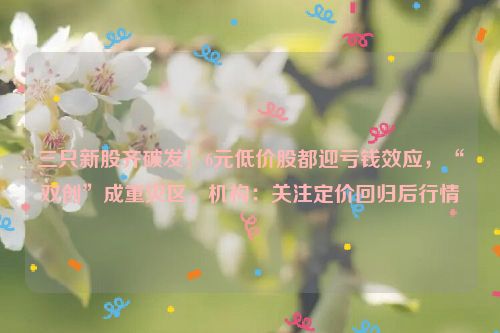 三只新股齐破发！6元低价股都迎亏钱效应，“双创”成重灾区，机构：关注定价回归后行情