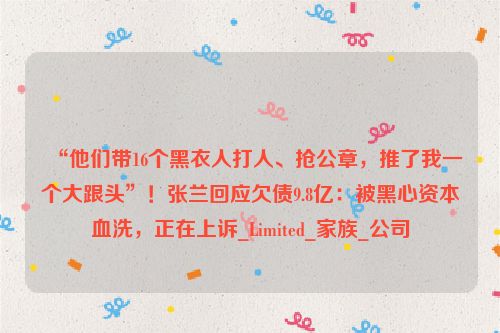 “他们带16个黑衣人打人、抢公章，推了我一个大跟头”！张兰回应欠债9.8亿：被黑心资本血洗，正在上诉_Limited_家族_公司