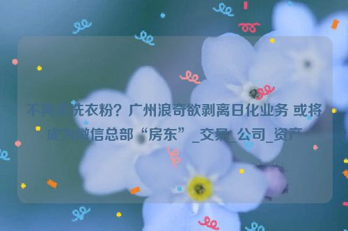 不再卖洗衣粉？广州浪奇欲剥离日化业务 或将成为微信总部“房东”_交易_公司_资产