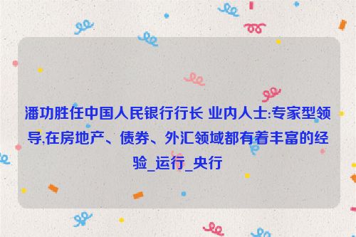 潘功胜任中国人民银行行长 业内人士:专家型领导,在房地产、债券、外汇领域都有着丰富的经验_运行_央行