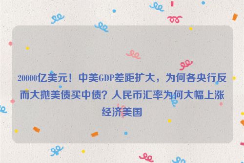 20000亿美元！中美GDP差距扩大，为何各央行反而大抛美债买中债？人民币汇率为何大幅上涨经济美国