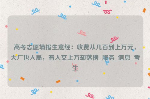 高考志愿填报生意经：收费从几百到上万元，大厂也入局，有人交上万却落榜_服务_信息_考生