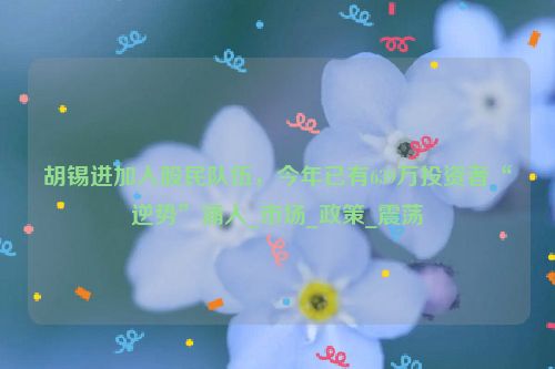 胡锡进加入股民队伍，今年已有639万投资者“逆势”涌入_市场_政策_震荡