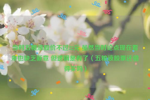 当时五粮液股价不过22元 虽然当时论点现在看来也缺乏新意 但逻辑是有了（五粮液股票还值得买吗）