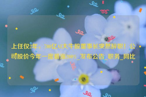 上任仅2年，700亿AI大牛股董事长突然辞职！公司股价今年一度暴涨200%_发布公告_职务_同比