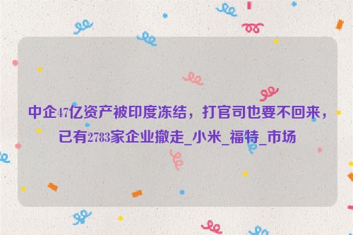 中企47亿资产被印度冻结，打官司也要不回来，已有2783家企业撤走_小米_福特_市场