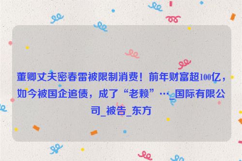 董卿丈夫密春雷被限制消费！前年财富超100亿，如今被国企追债，成了“老赖”…_国际有限公司_被告_东方