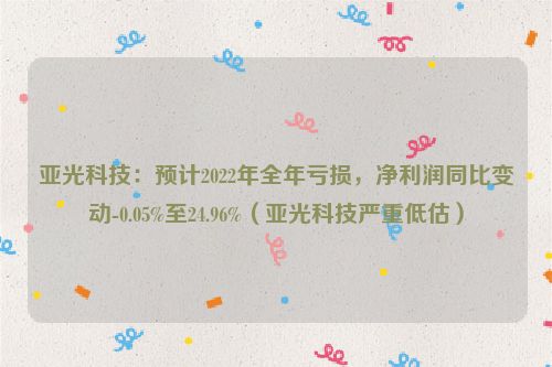 亚光科技：预计2022年全年亏损，净利润同比变动-0.05%至24.96%（亚光科技严重低估）