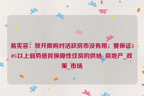 易宪容：放开限购对活跃房市没有用；要保证30%以上弱势居民保障性住房的供给_房地产_政策_市场