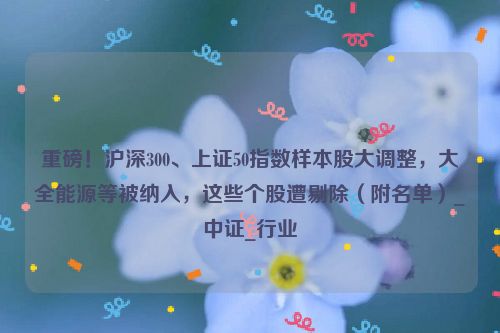 重磅！沪深300、上证50指数样本股大调整，大全能源等被纳入，这些个股遭剔除（附名单）_中证_行业