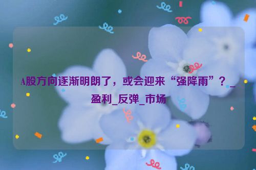 A股方向逐渐明朗了，或会迎来“强降雨”？_盈利_反弹_市场