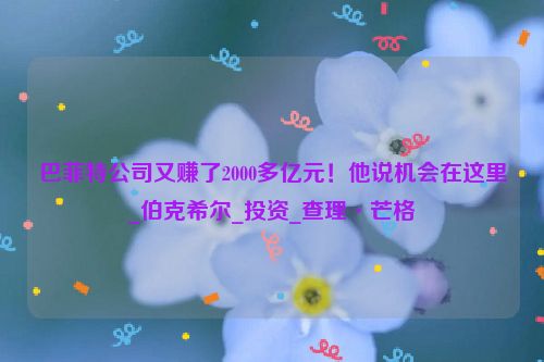 巴菲特公司又赚了2000多亿元！他说机会在这里_伯克希尔_投资_查理·芒格