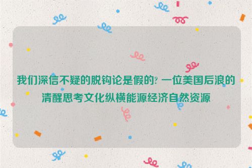 我们深信不疑的脱钩论是假的? 一位美国后浪的清醒思考文化纵横能源经济自然资源