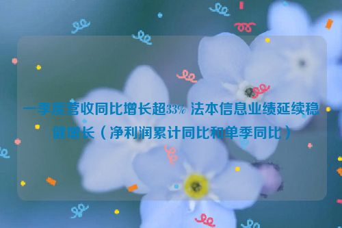 一季度营收同比增长超33% 法本信息业绩延续稳健增长（净利润累计同比和单季同比）