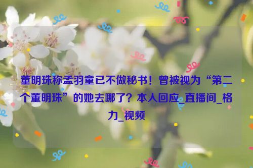 董明珠称孟羽童已不做秘书！曾被视为“第二个董明珠”的她去哪了？本人回应_直播间_格力_视频