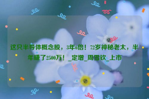 这只半导体概念股，3年6倍！72岁神秘老太，半年赚了2500万！_定增_周雪钦_上市