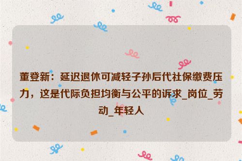 董登新：延迟退休可减轻子孙后代社保缴费压力，这是代际负担均衡与公平的诉求_岗位_劳动_年轻人