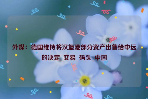 外媒：德国维持将汉堡港部分资产出售给中远的决定_交易_码头_中国