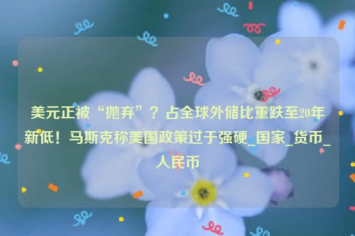 美元正被“抛弃”？占全球外储比重跌至20年新低！马斯克称美国政策过于强硬_国家_货币_人民币