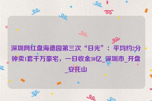 深圳网红盘海德园第三次“日光”：平均约2分钟卖1套千万豪宅，一日收金30亿_深圳市_开盘_安托山