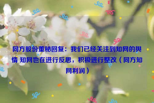 同方股份董秘回复：我们已经关注到知网的舆情 知网也在进行反思，积极进行整改（同方知网利润）