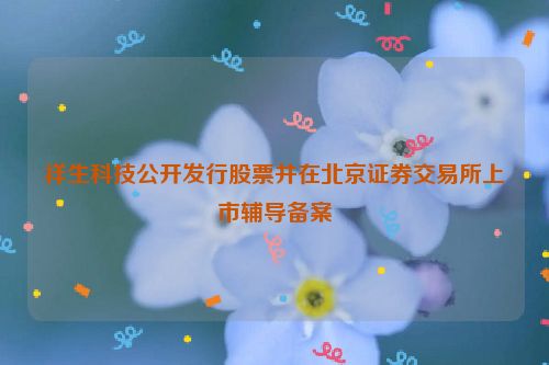 祥生科技公开发行股票并在北京证券交易所上市辅导备案