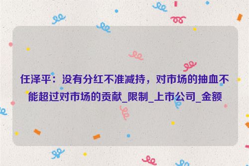 任泽平：没有分红不准减持，对市场的抽血不能超过对市场的贡献_限制_上市公司_金额