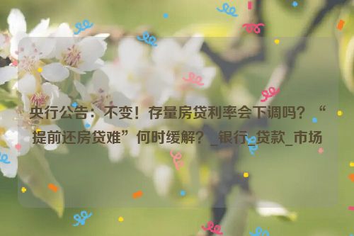 央行公告：不变！存量房贷利率会下调吗？“提前还房贷难”何时缓解？_银行_贷款_市场