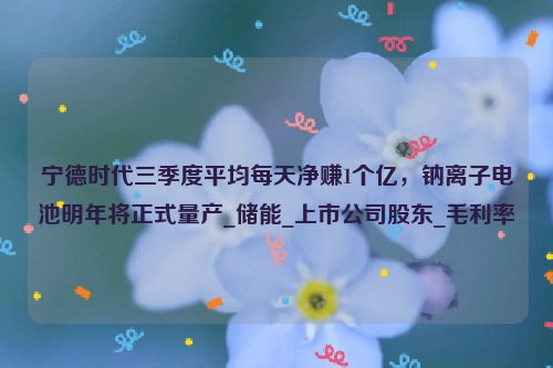 宁德时代三季度平均每天净赚1个亿，钠离子电池明年将正式量产_储能_上市公司股东_毛利率