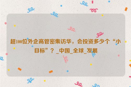 超100位外企高管密集访华，会投资多少个“小目标”？_中国_全球_发展