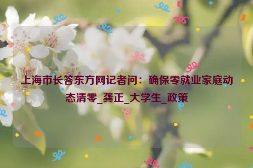 上海市长答东方网记者问：确保零就业家庭动态清零_龚正_大学生_政策