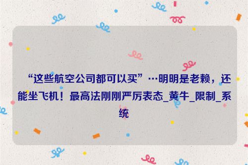 “这些航空公司都可以买”…明明是老赖，还能坐飞机！最高法刚刚严厉表态_黄牛_限制_系统