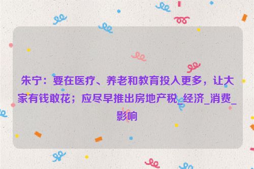 朱宁：要在医疗、养老和教育投入更多，让大家有钱敢花；应尽早推出房地产税_经济_消费_影响