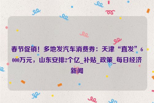 春节促销！多地发汽车消费券：天津“直发”6000万元，山东安排2个亿_补贴_政策_每日经济新闻