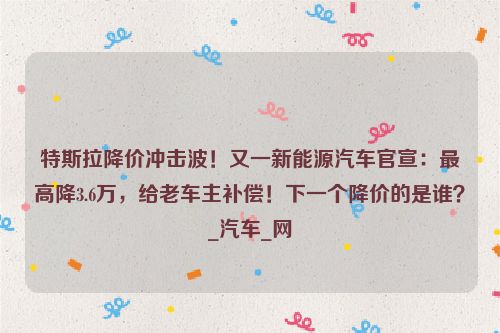 特斯拉降价冲击波！又一新能源汽车官宣：最高降3.6万，给老车主补偿！下一个降价的是谁？_汽车_网