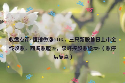 收盘点评: 恒指微涨0.11%，三只新股首日上市全线收涨，商汤涨超7%，泉峰控股涨逾28%（涨停后复盘）