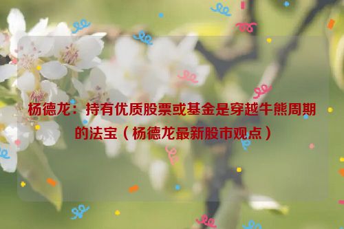 杨德龙：持有优质股票或基金是穿越牛熊周期的法宝（杨德龙最新股市观点）