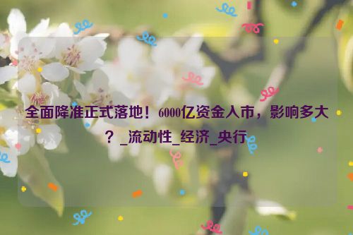 全面降准正式落地！6000亿资金入市，影响多大？_流动性_经济_央行