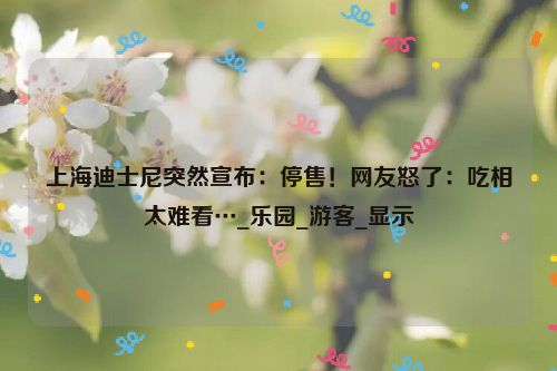 上海迪士尼突然宣布：停售！网友怒了：吃相太难看…_乐园_游客_显示